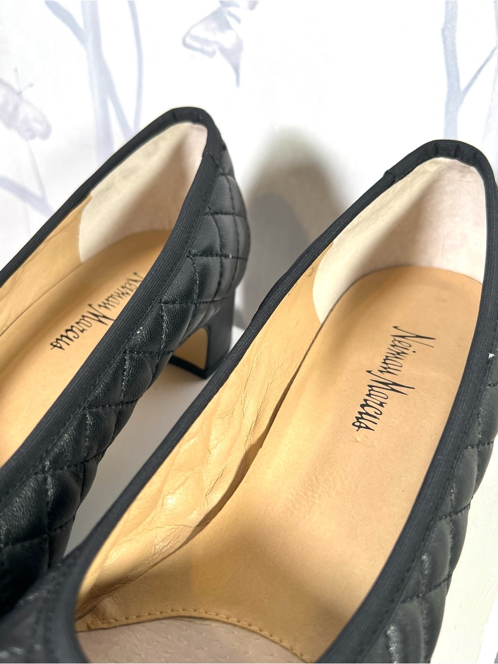 Neiman Marcus Black Quilted Low Heel Pumps - Picture 6 of 8